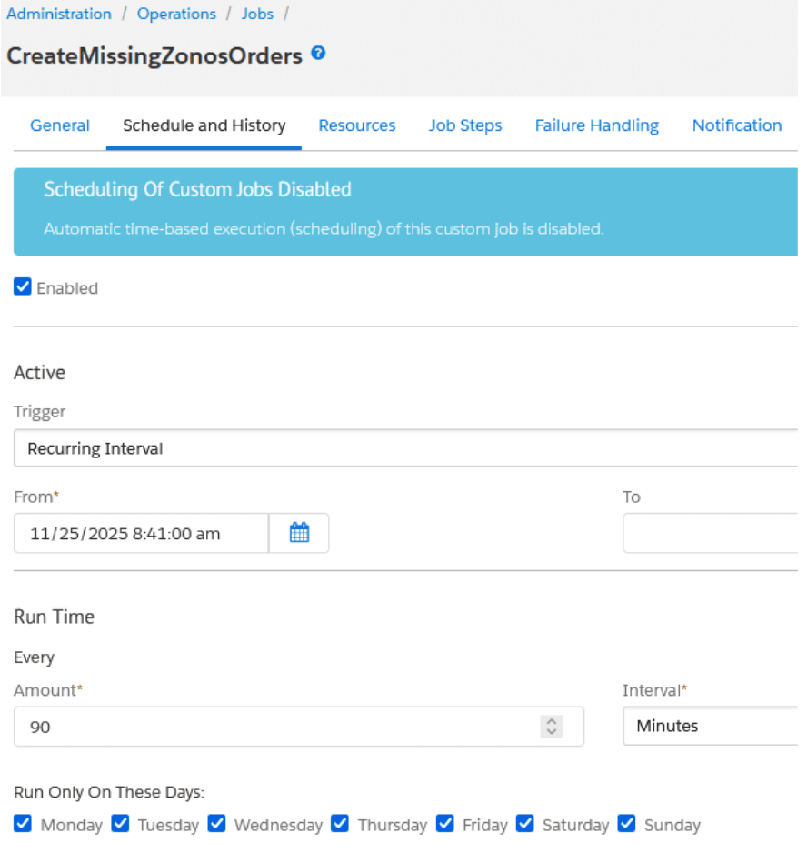 Create missing Zonos orders job
